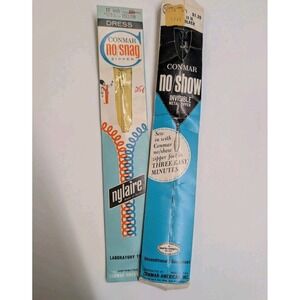 Vtg Pair New Conmar Zippers 24" No Show Black Metal & 12" No Snag Yellow Nylon